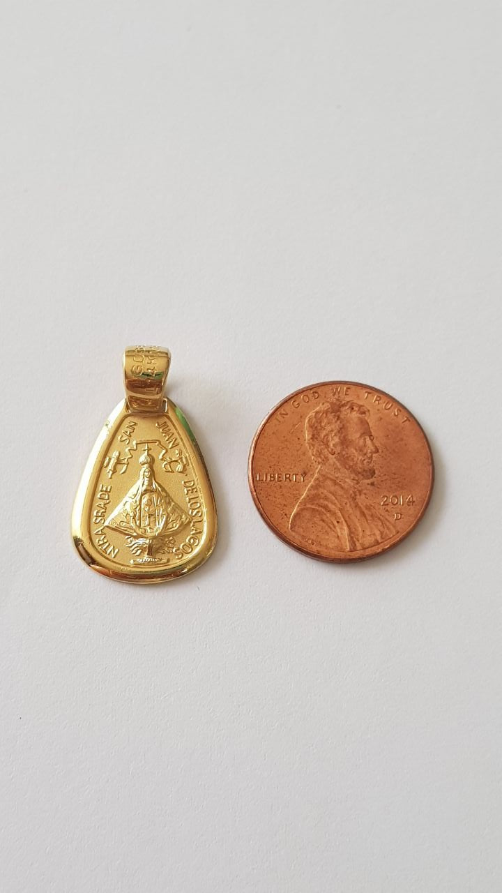 Medalla Virgen San Juan de los Lagos con cadena - Oro 14K laminado