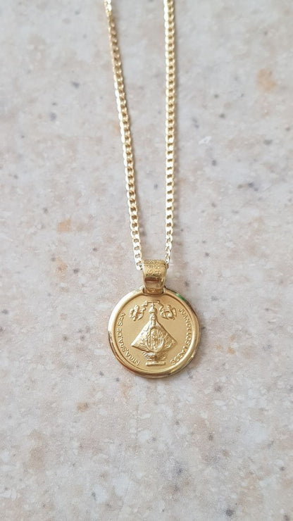 Medalla Virgen San Juan de los Lagos con cadena - Oro 14K laminado