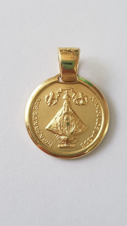 Medalla Virgen San Juan de los Lagos con cadena - Oro 14K laminado