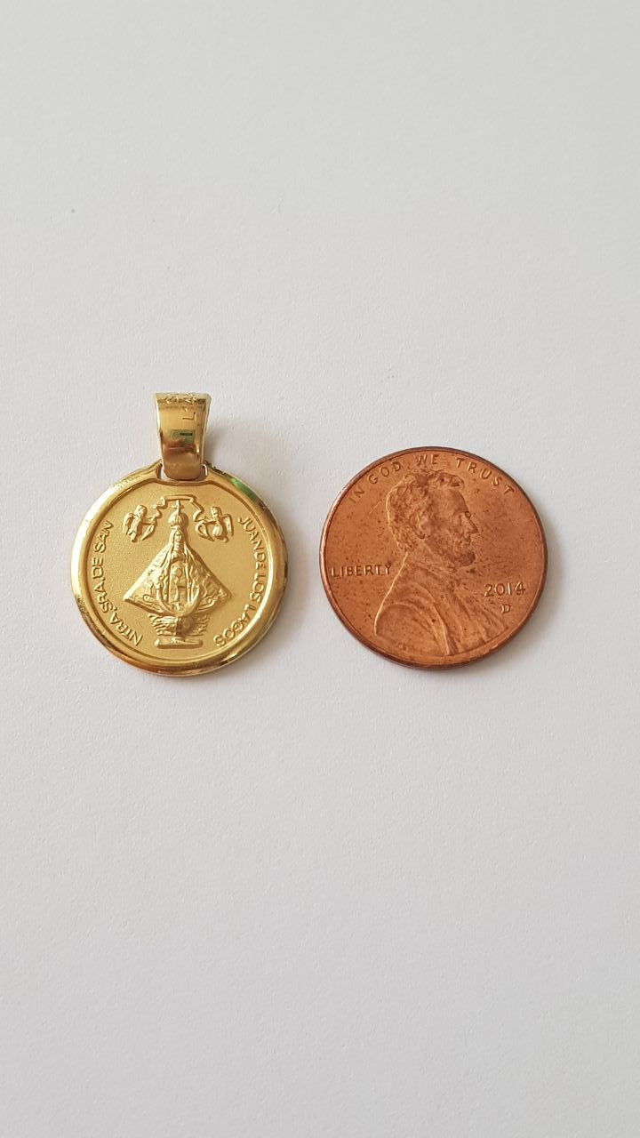 Medalla Virgen San Juan de los Lagos con cadena - Oro 14K laminado