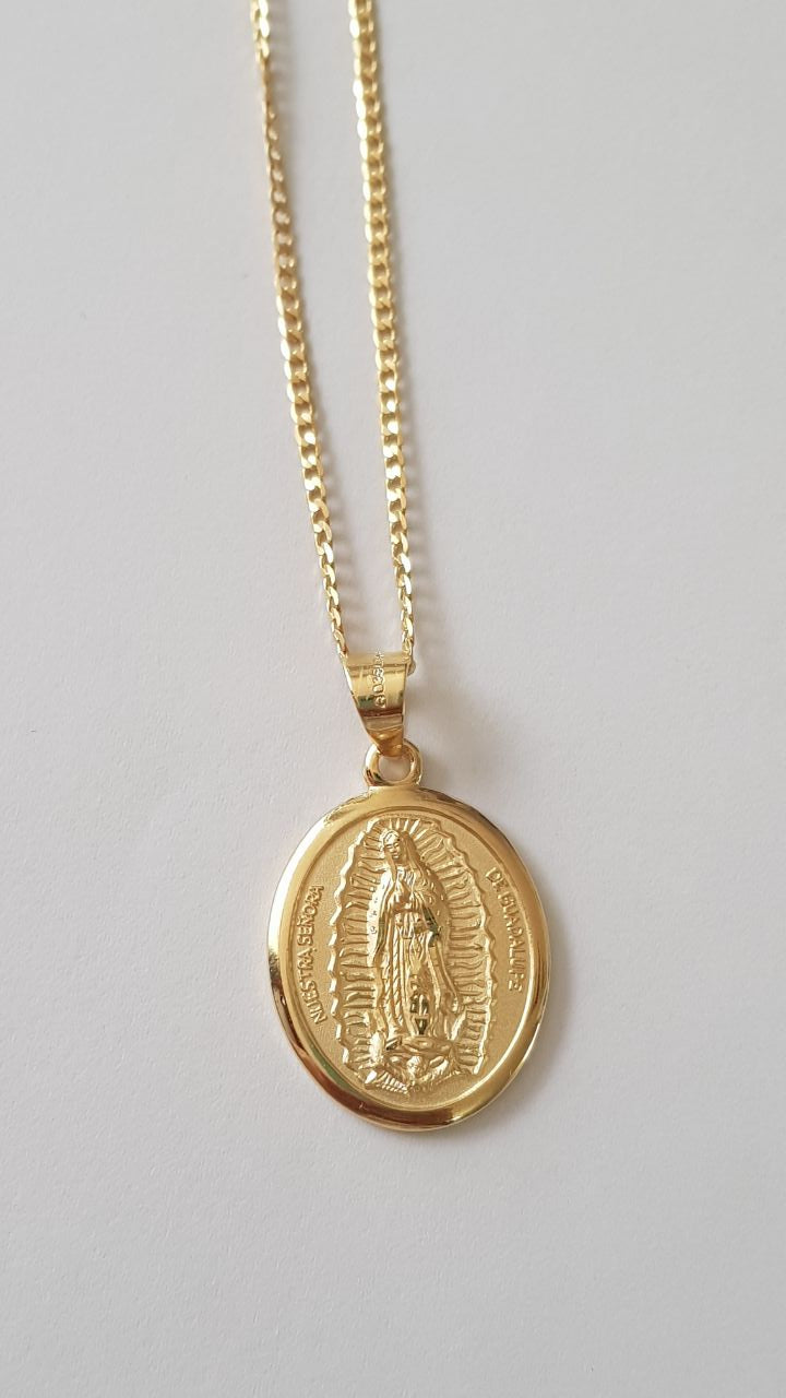 Medalla XL Virgen de Guadalupe con cadena - Oro 14K