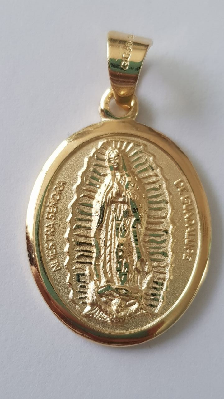 Medalla XL Virgen de Guadalupe con cadena - Oro 14K