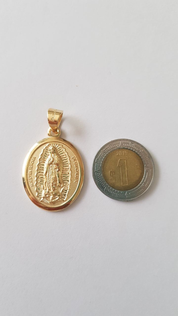 Medalla XL Virgen de Guadalupe con cadena - Oro 14K