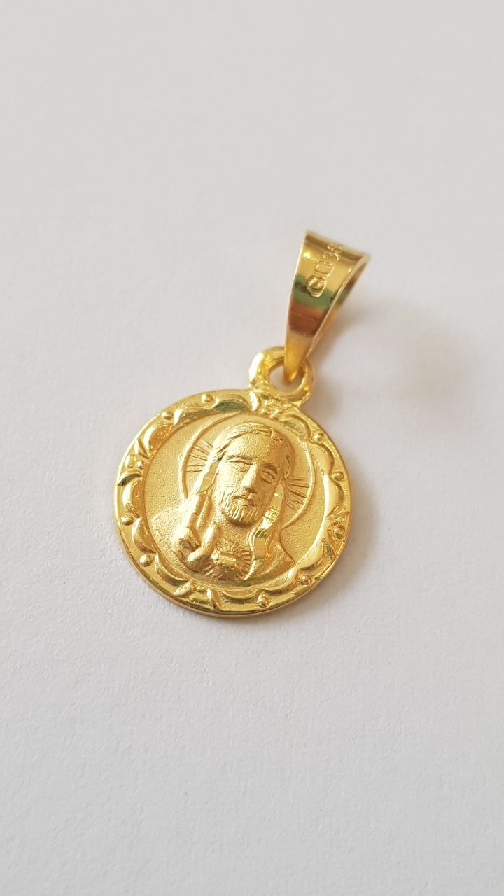 Medalla Sagrado Corazón de Jesús con cadena - Oro 14K Laminado - 7BA