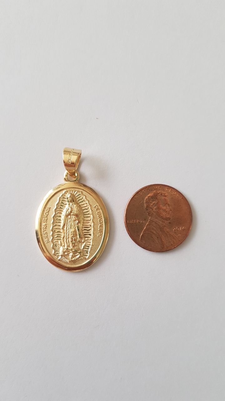 Medalla XL Virgen de Guadalupe con cadena - Oro 14K