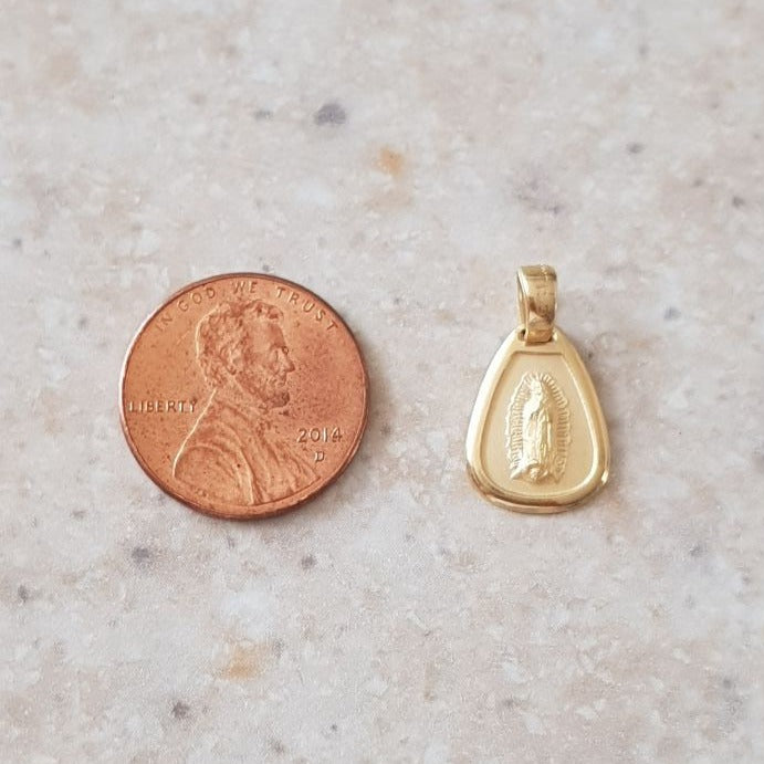 Medalla Gota Virgen de Guadalupe con cadena - Oro 14K laminado