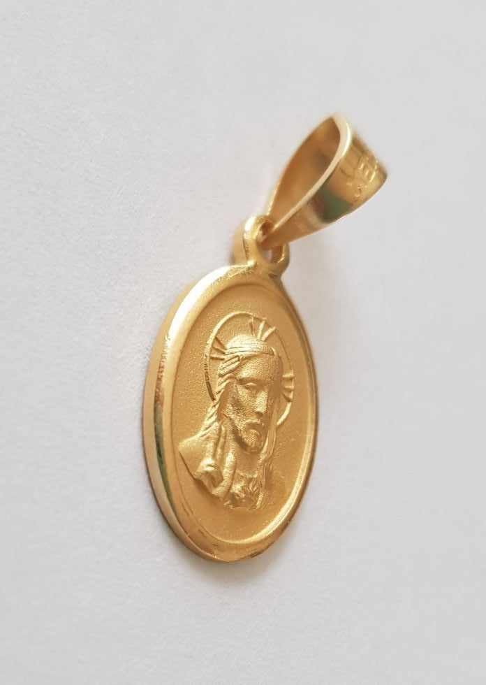 Medalla Sagrado Corazón de Jesús con cadena - Oro 14K laminado - Oval