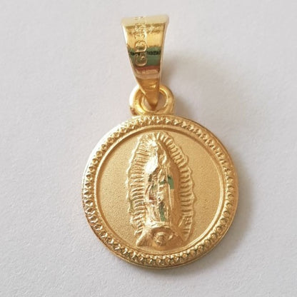 Medalla Redonda Virgen de Guadalupe con cadena - Oro 14K laminado - RX