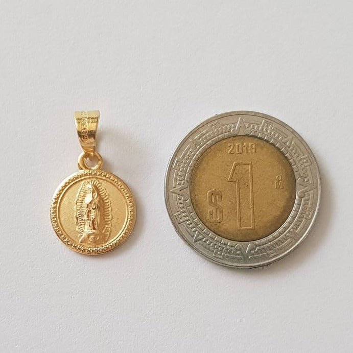 Medalla Redonda Virgen de Guadalupe con cadena - Oro 14K laminado - RX