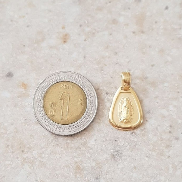 Medalla Gota Virgen de Guadalupe con cadena - Oro 14K laminado