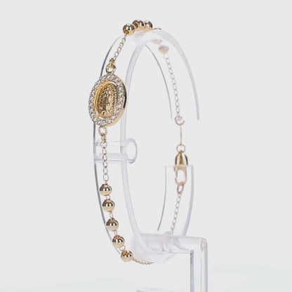 Pulsera Decenario Virgen de Guadalupe - Oro 14k laminado con zirconias incrustadas