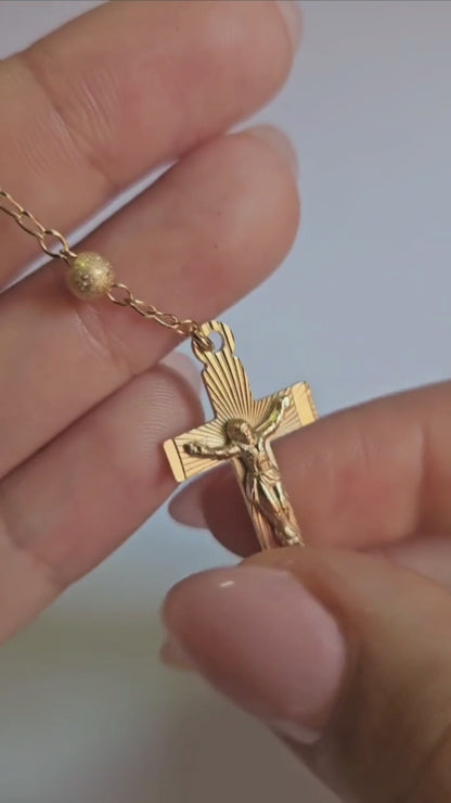 Pulsera Decenario Virgen de Guadalupe con cristo - Oro 14k laminado azucarado