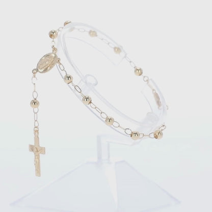 Pulsera Decenario Virgen de Guadalupe con cristo - Oro 14k laminado