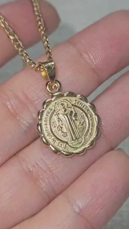 Medalla San Benito con cadena - Oro 14k laminado