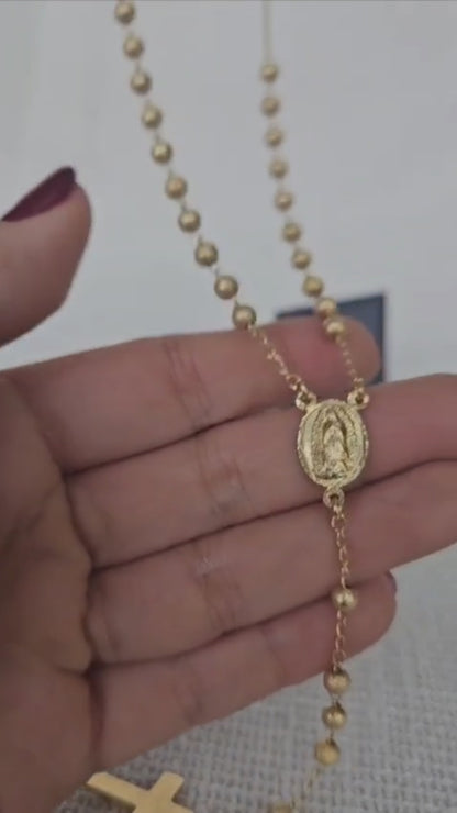 Rosario Virgen de Guadalupe y Cristo - Oro 14k laminado - Azucarado