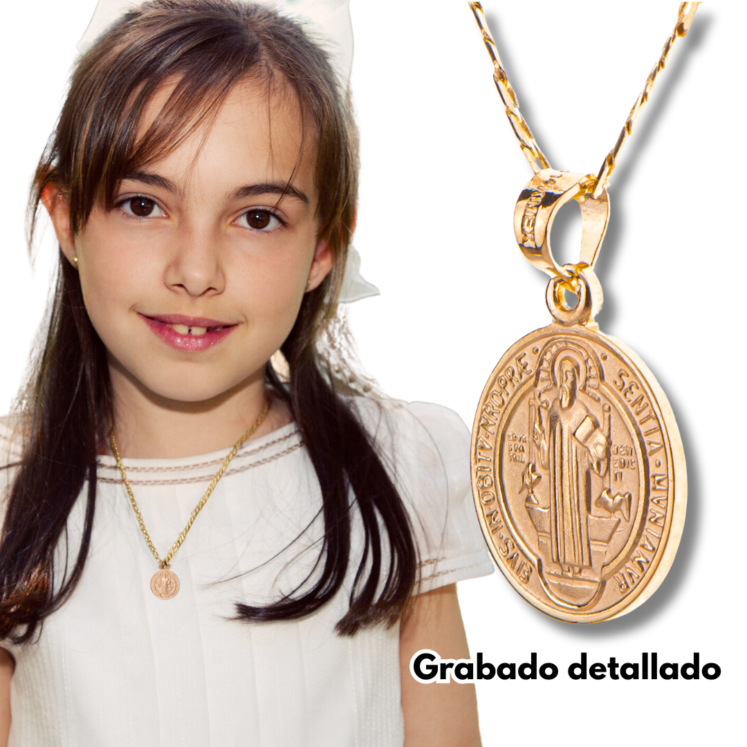 Medalla San Benito con cadena - Oro 14K laminado